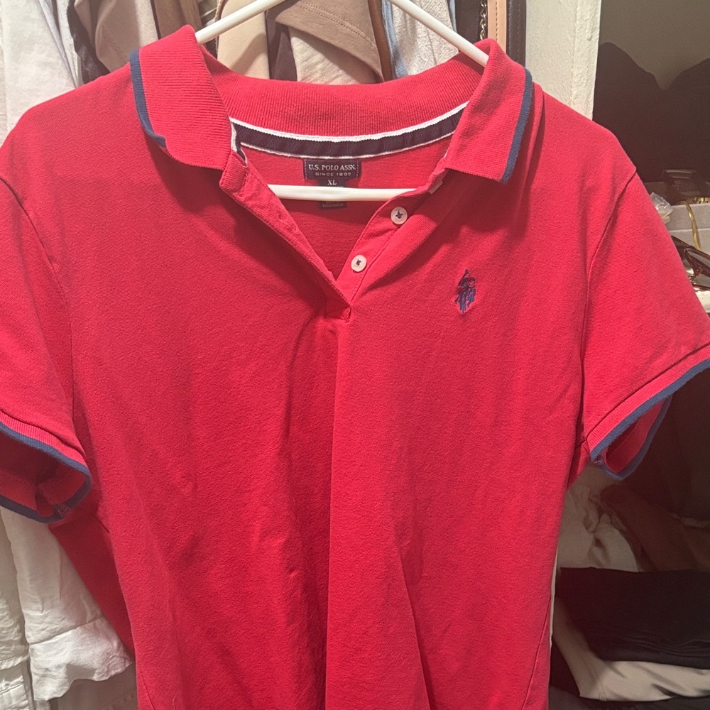Polo by US POLO Women's pink Polo Shirt with Navy Trim